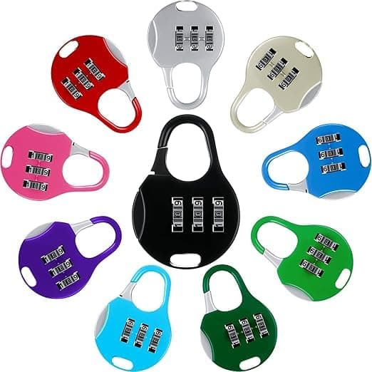 3 Digit Metal Travel Lock - Small Security Lock for Suitcases, Computer Bags, School Backpacks, Lockers and Drawers (Multicolor)