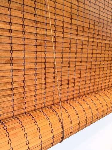 Bamboo Roller Blinds, Natural Bamboo Roller Blinds, Breathable UV Protection Blackout Window Blinds Reflective Window Blinds Include All Installation Hardware (W180cm L180cm) Window shade
