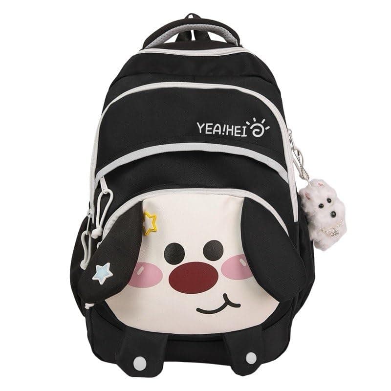 Cartoon Dog School Backpack | 3D Dog Face Design, Multiple Compartments