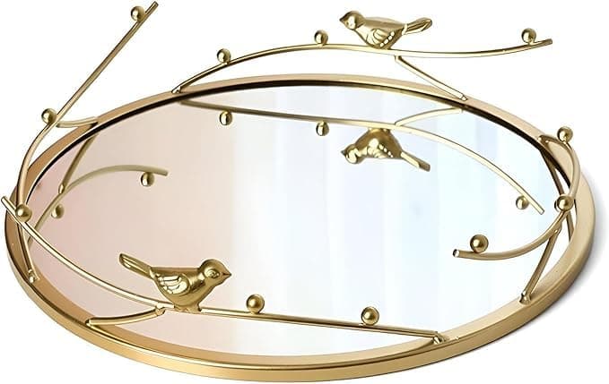Premium Metal Anti-Rust Holographic Bird Serving Tray Set | Streamlined Heavyweight Reception Table Organizer (A)