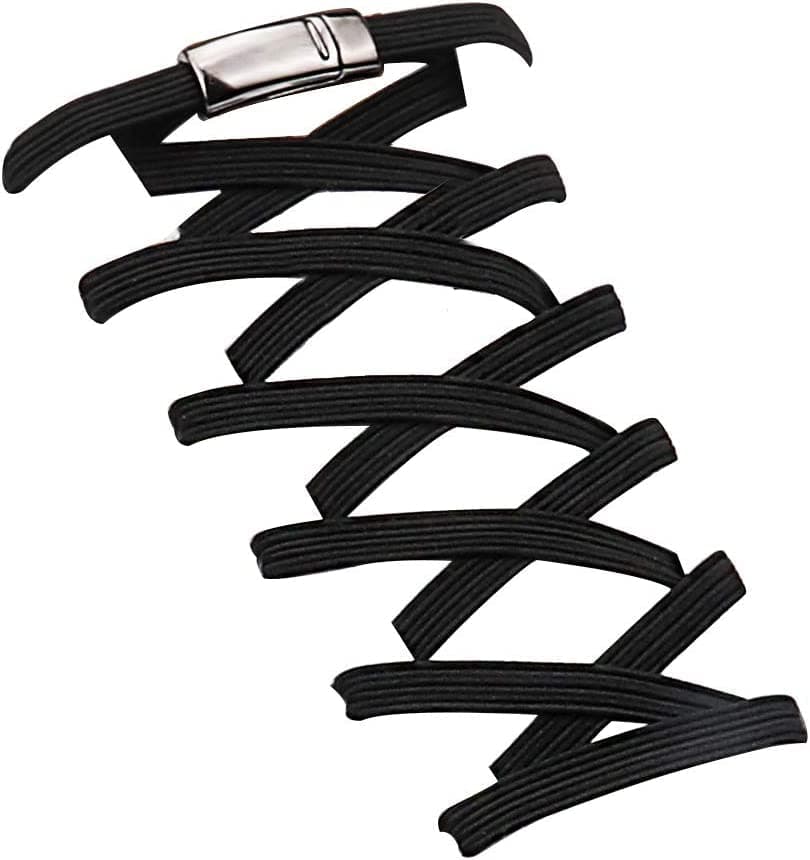 Elastic No Tie Flat Shoe Laces for Sneakers, Stretch Tieless Shoelaces for Kids & Adults, Magnetic Shoes Strings