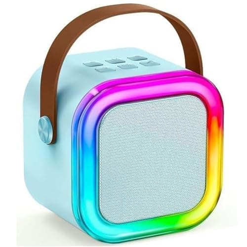 Generic HR-12 Wireless Portable Bluetooth Speaker - Hi-Fi Stereo Surround Sound, Long Battery Life, Lightweight & Compact Design with Carrying Handle, Colorful RGB Lighting (Blue)