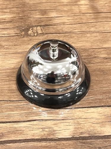 Generic Counter Service Bell for Restaurants and Cafés, Stainless Steel with Non-Slip Rubber Base, Large Size, 5cm Height × 6cm Diameter, 114g. Hanging ornament