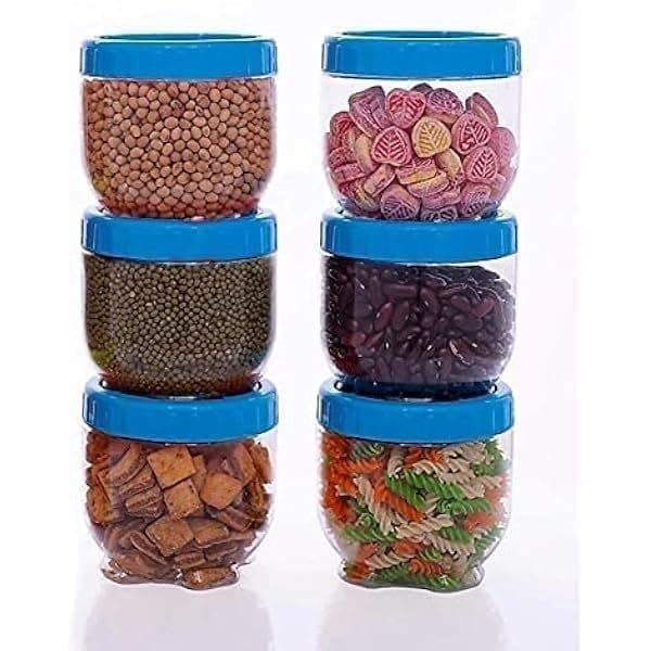 Generic Storage Container Set, 3-in-1, for Spices, Nuts, Tea, and Sugar, with Teal Lids, .BI Food storage container