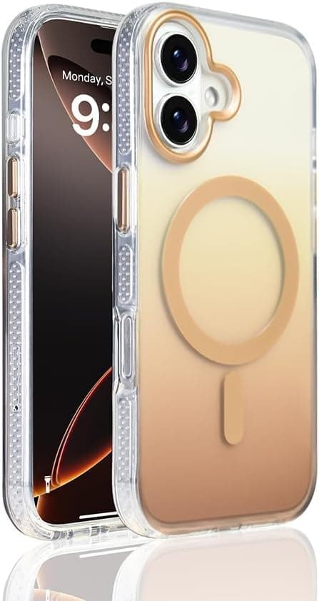Strong Magnetic for iPhone 16 Plus Case, Skin-Friendly [Compatible with Magsafe] [Military-Grade Test Protection]Never Yellow Slim Translucent Matte for Phone Case,Tangerine Dream (Champaine) Cellular phone case