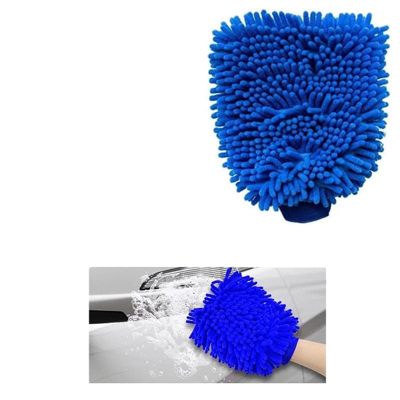 Premium Microfiber Cleaning Mitt for Home and Car Use - Perfect for Car Wash Cleaning Brush Home Office (1 Piece Blue Color) - KaberTrade