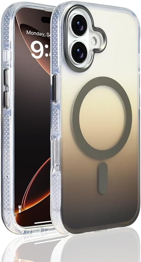 Strong Magnetic for iPhone 16 Plus Case, Skin-Friendly [Compatible with Magsafe] [Military-Grade Test Protection]Never Yellow Slim Translucent Matte for Phone Case,Tangerine Dream (Gray) Cellular phone case