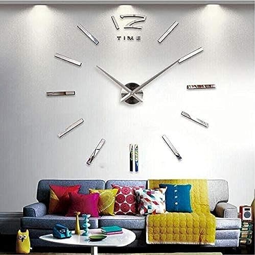 Wall Clocks Stickers Modern DIY 3D Acrylic Mirror Living Room Bedroom Home Decoration Silver