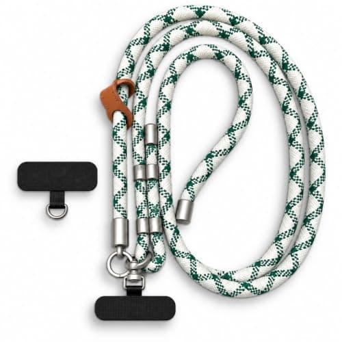 Adjustable Phone Neck Lanyard, Durable Braided Rope Strap, Hands-Free Crossbody Shoulder Carrier, Secure Metal Hooks, Comfortable Long Length, Universal Phone Strap Holder for Daily Use Body strap