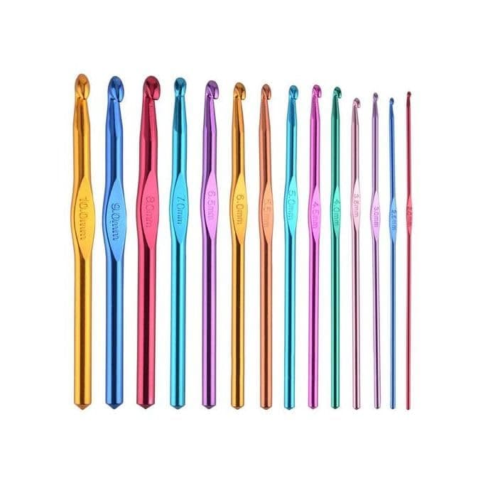 12 Pieces Colorful Metal Crochet Hooks Multicolor Knitting Hand Knitting Tools (2.0mm-10.0mm)