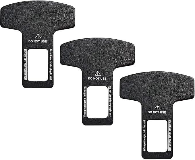 3 Pcs Car Double Seat Belt Lock Clip, Safety Belt Clip and Alarm Clip, Alarm Sucker (Black Solid) - Metal - aga Auto part
