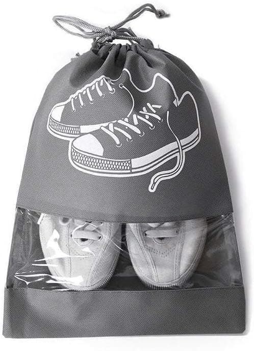 Travel Shoe Bag with Tie, Size 32 x 45 cm, Dustproof, with Transparent Window, 5 Pieces