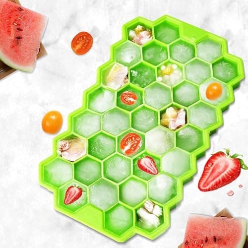 Honeycomb Silicone Ice Tray with Transparent Lid 36 Cavities Flexible Ice Cube Mold for Jelly Chocolate Candy Microwave Freezer and Dishwasher Safe