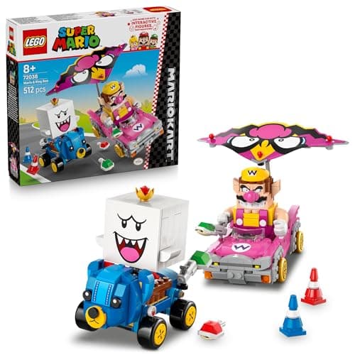 LEGO Super Mario Mario Kart – Wario & King Boo 72038 | Interactive Toy, 2 Cars & 2 Figures for Play and Display, Building Set, Gift for 8+ Year Old Boys & Girls, 512 Pieces Toy building block