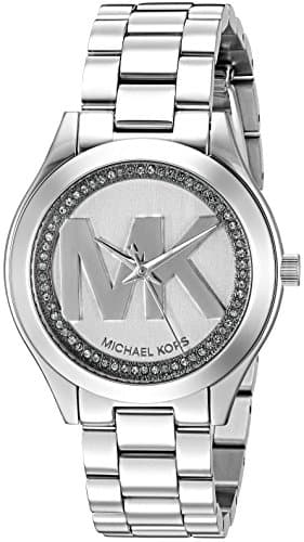 Michael Kors Watch for Women, Quartz Movement, Analog Display, Silver Silver Strap-MK3548