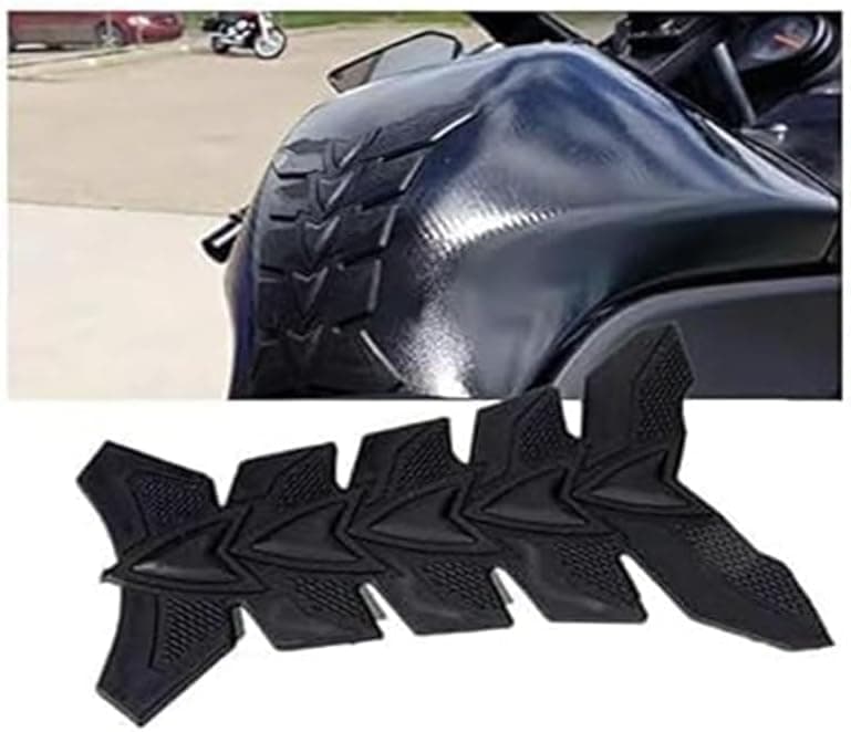 KaberTrade 3D Motorcycle Fuel Tank Protection Pad Fish Bone Design Self-Adhesive Rubber Protective Sticker Scratch Resistant Waterproof Universal Compatible with Motorcycles (1 Piece, Black