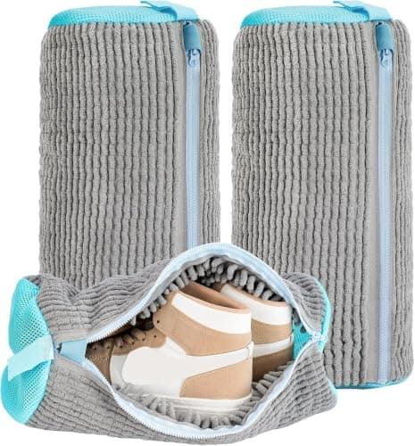 Microfiber Jumbo Shoe Cleaning Bag for Washing Machine with Internal Brush Protective Sneaker Laundry Mesh Pouch for Cleaning and Care Fits One Pair Storage bag