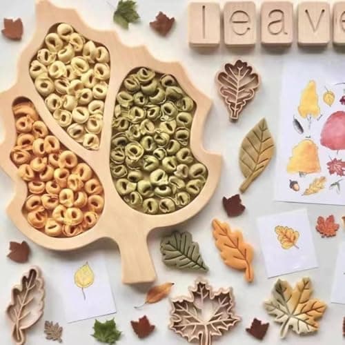 Generic Wooden Tree-Shaped Snack Dish, 3-Section Divided Serving Tray, 35 x 21 cm, .mk