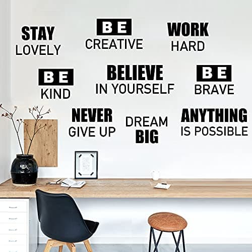 4 Sheets Inspirational Wall Decals Quotes Motivational Sayings Wall Stickers Positive Quotes Lettering Wall Decor Stickers for Home Bedroom Library School Classroom Office Family Wall Art Decoration