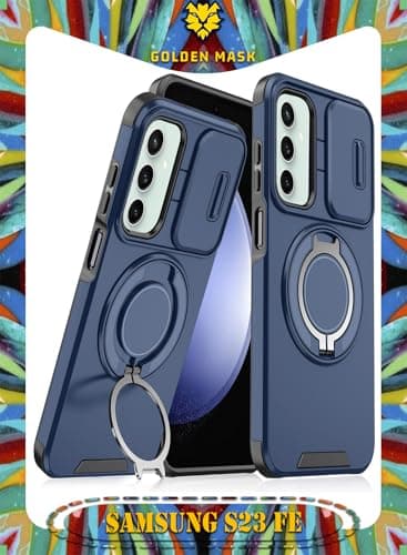 GOLDEN MASK For Samsung Galaxy S23 FE Sliding Camshield Ring Holder Phone Case (Blue) Cellular phone case