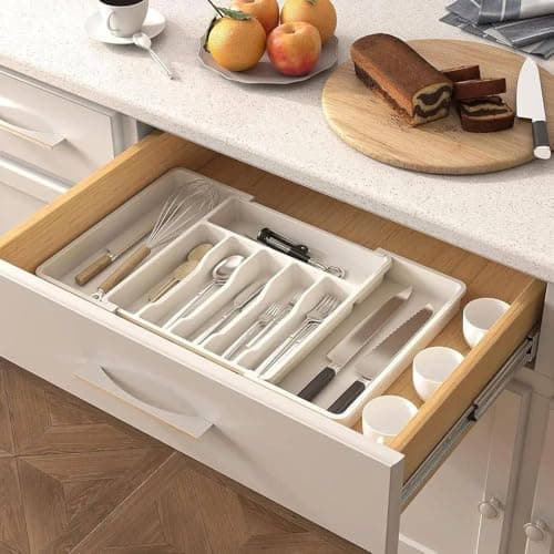 Expandable Kitchen Drawer Organizer – 8 Compartments Spoon & Utensil Organizer | Space Saving and Perfect Organization A Caddy
