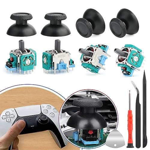 PS5 Analog Stick Replacement for Sony Playstation 5 PS5 Joysticks Replacement 3D PS5 Controller Joystick Replacement Sensor Module for PS5 Joystick Thumbstick Controller Accessory Part with Kit(4Pack) Video game controller