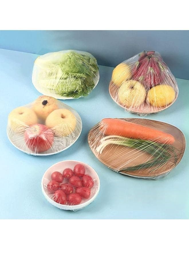 80 Pieces Disposable Elastic Food Storage Covers Multi Purpose Stretch Plastic Wraps for Keeping Leftovers Fruits Vegetables Fresh and Clean Kitchen Container lid