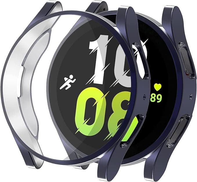 ELMO3EZZ Compatible with Samsung Galaxy Watch 5 40mm 44mm Screen Protector Case, Galaxy Watch 5 LTE 44mm/5 Pro 45mm Cover Soft TPU Plated Protective Case Scratch Resistant Protection (Grey) Phone accessory