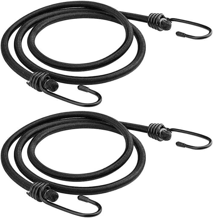 KaberTrade 2 Piece Elastic Rope with Hooks for Luggage and Cargo Fastening - Motorcycles, Bikes and Cars (Black, 2 Pieces, 2 Meter Length, Code:3987)