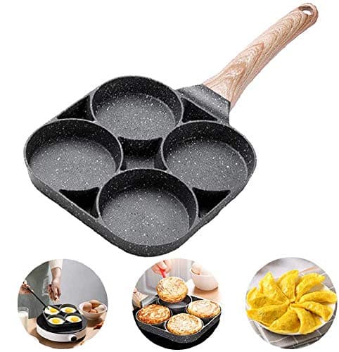 Baboies Non-Stick Frying Pan with 4 Hole Pancake Pan Fried Egg Burger Pan Saute fry pan