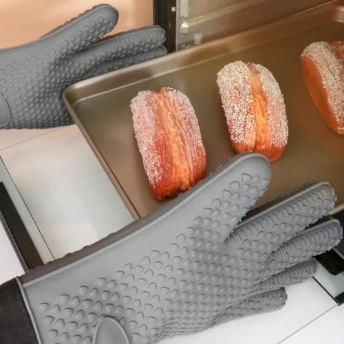 Heat Resistant Silicone Oven Mitt Non-Slip Kitchen Glove for Pots and Trays Pot holder