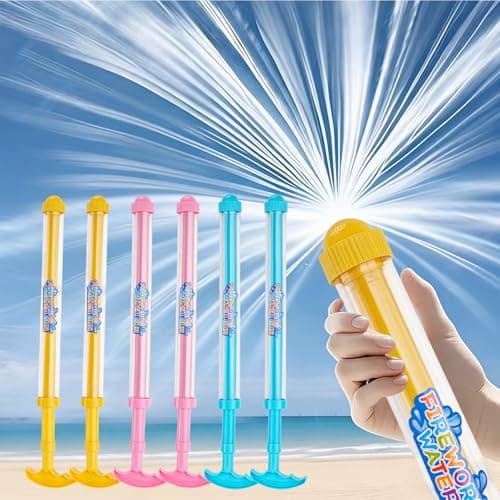 6Packs Creativity Fireworks Water Gun, Sprays Water Like Fireworks, Squirt Gun for Kids, Bulk Samll Water Blaster Summer Pool, Backyard, Birthday Party Outdoor Game Toys