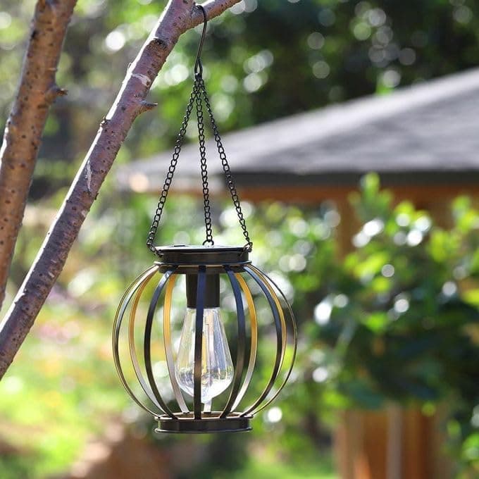Solar Garden Light Outdoor Metal Ball Warm LED Decorative Lamp