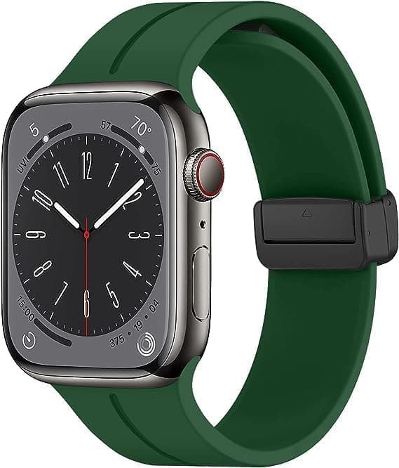 Strap For (Compatible with Apple Watch Band 49mm 45mm 44mm 42mm), Soft Silicone Sport Strap with Magnetic Clasp Compatible with iWatch Series 11/10//9/8//7/SE/6/5/4/3/2/1 (Green)