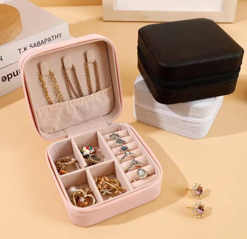 [Bedaya] Small Portable Leather Travel Jewelry Box Organizer for Earrings Bracelets Gifts for Girls Women Garagar PU Leather Multicolor