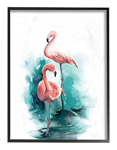 Stupell Home Décor Flamingo Duo Watercolor Texture Framed Giclee Texturized Art, 11 x 1.5 x 14, Proudly Made in USA Wall art