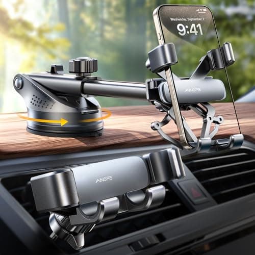 AINOPE Phone Mount for Car 2024 Upgrade 3-1 Gravity Car Phone Holder Mount for Car Dashboard Windshield Air Vent Cell Phone Holder Car for iPhone 15 Pro Max 14 13 12 & All Phones Portable electronic device mount