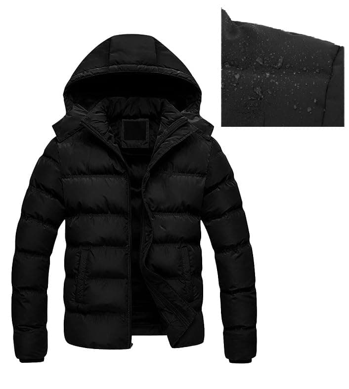Waterproof Bomber Jacket Coat, Winter Warm, Black