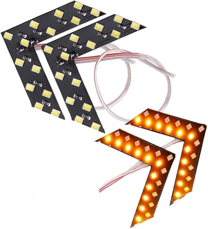 LED Arrow Mirrors, Car Rear View Mirror Lights Accessories Parking Turn Indicator (Yellow Light, 2 Rows, 2 Rows) SA CAR Vehicle light assembly