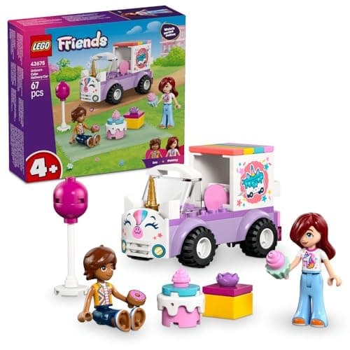 LEGO Friends Unicorn Cake Delivery Car 42675 | Delivery Car Toy, 2 Mini Dolls & Party Accessories, Fine Motor Skills Set, Gift for 4+ Year Old Girls & Boys, 67 Pieces
