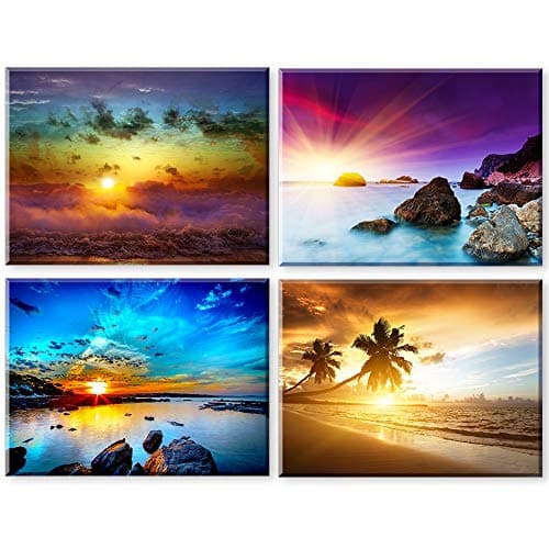 Piy Painting Beach Scenery at Sunrise Canvas Painting the Beauty of Nature Wall Art For Home Decor Print On Canvas Artwork Waterproof Stretched and Framed For Room Birthday 30x40cm