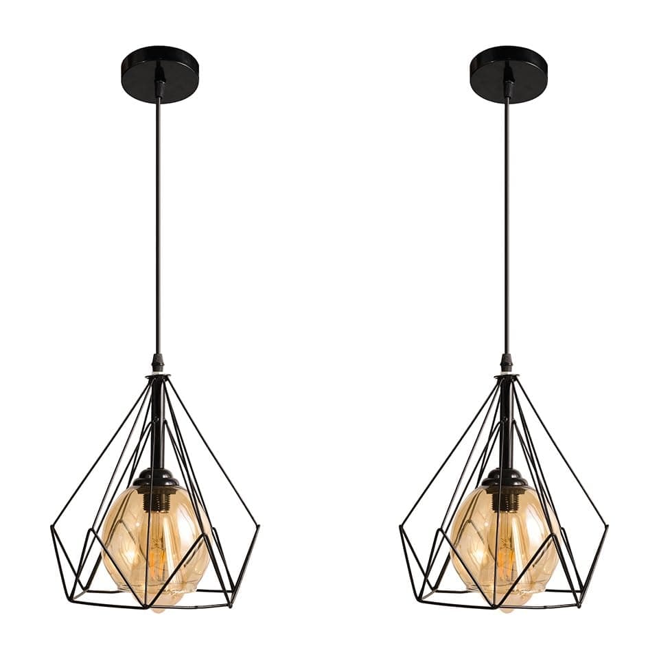 El Rawda Set of 2 Modern Single Pendant Ceiling Lights Stylish Contemporary Hanging Lamps for Home and Commercial Spaces