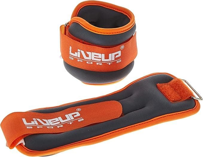 Ankle Wrist/Weights, Orange and Grey, Adjustable Strap, Fitness Training, 0.5 kg, Pair LS3049-0.5 Wearable weight