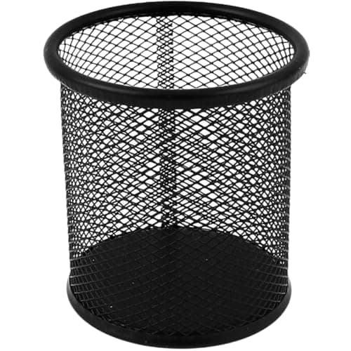 Pen Holder Cup (Black), Black Metal Mesh Cylindrical Pen Pencil Cup Desk Organizer Caddy