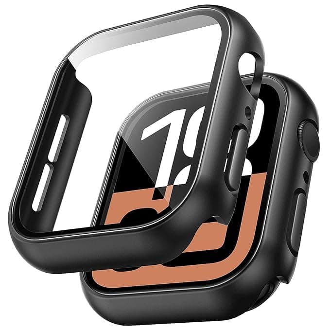 Hard PC Case Compatible with Apple Watch Series 10 46mm with Tempered Glass Screen Protector, Full Coverage, Touch Sensitive, Ultra-Thin HD Bumper Protective Cover (Black)