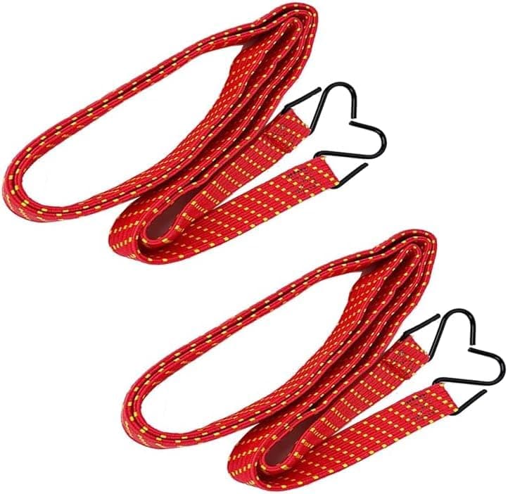 KaberTrade KaberTrade Elastic Rope with Metal Hooks, Strong Elastic Luggage Tie Down Elastic for Cars, Motorcycles, Camping (Red 2 Pieces, 140cm Long, Code:4776)