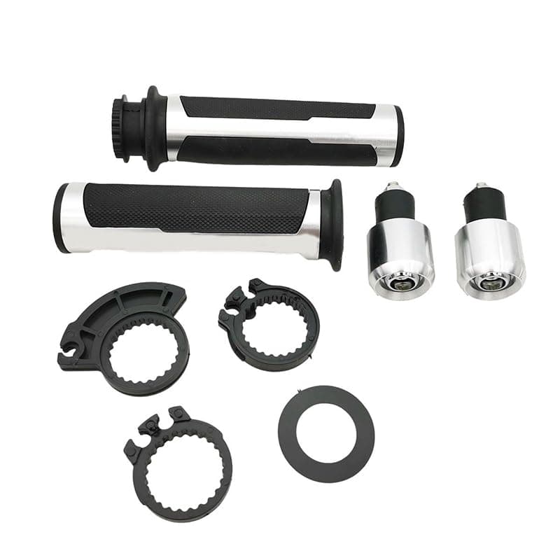 KaberTrade Motorcycle Grips Universal Non-Slip Hand Grips Comfortable Motorcycle Grips Pair Aluminum Rubber Handle Grips (Silver in Black, Code:10280) by KaberTrade