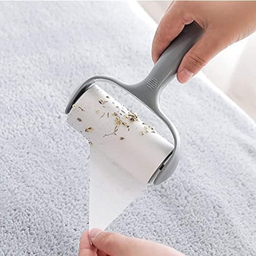 Lint Roller Brush Sticky Lint Remover Sheet Super Sticky Lint Roller for Fuzz Pet Hair Dust + 2 Refills (Grey)