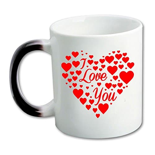 Ceramic Morphing Cute I LOVE YOU Red Hearts Design Mug 11 Ounces Heat Sensitive Color Changing Mug Drinking cup