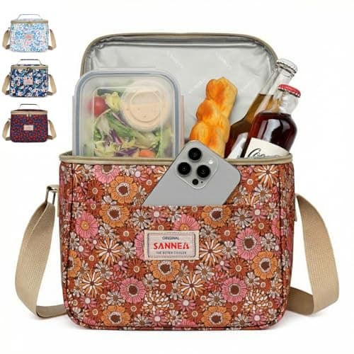 Lunch Bag 7.5 L, Insulated Thermal Cooler Tote, Waterproof Leak-Resistant Food Carrier for Work, School, Travel and Picnic, BB-548 (Floral) Meal holder